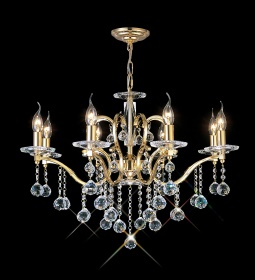 Zinta French Gold Crystal Ceiling Lights Diyas Multi Arm Crystal Fittings